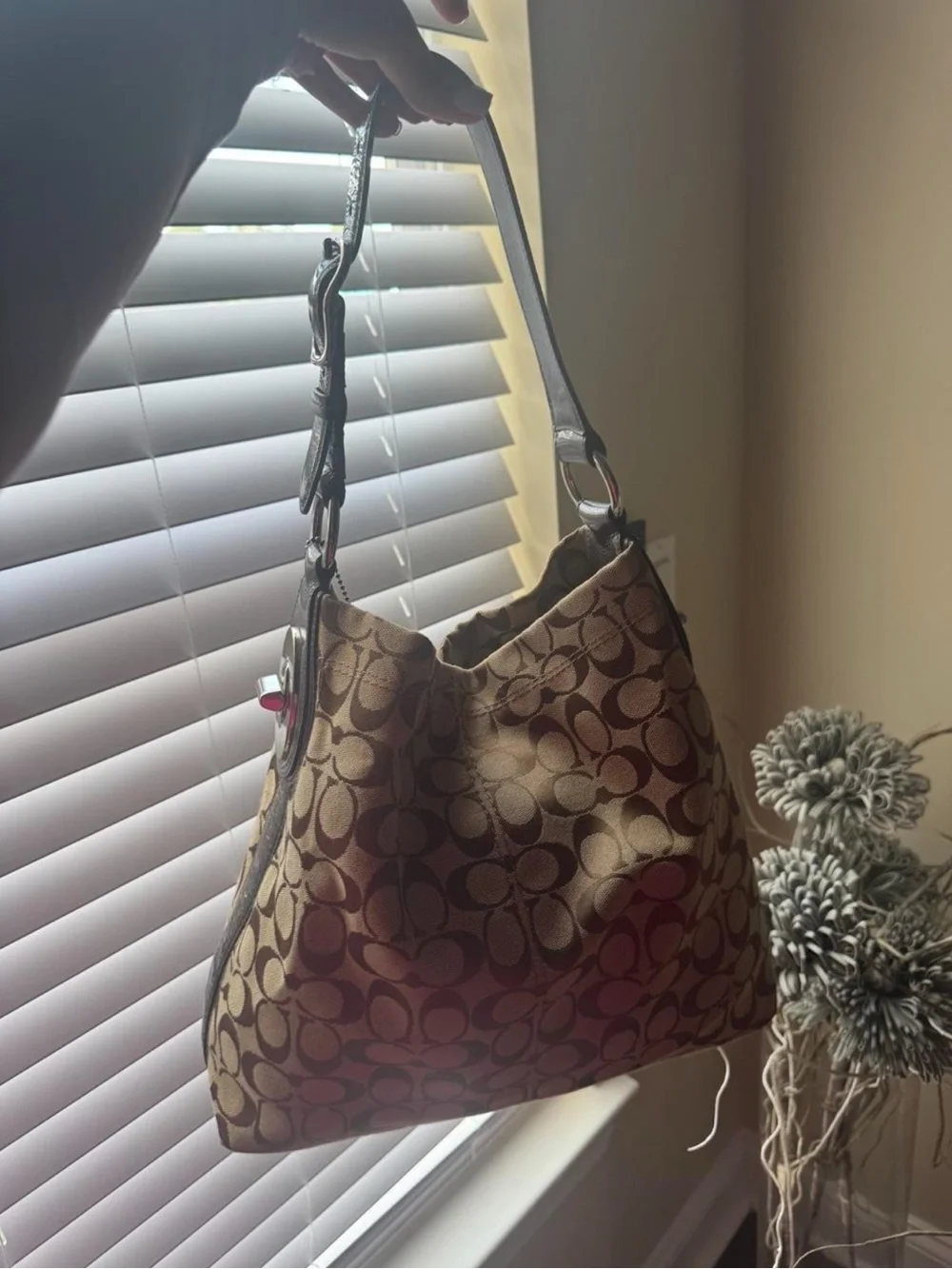 Coach Brown Signature Canvas Shoulder Bag